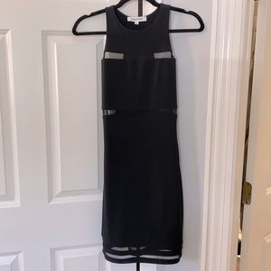 Elizabeth and James size 4 black dress mesh stripes racer back dress